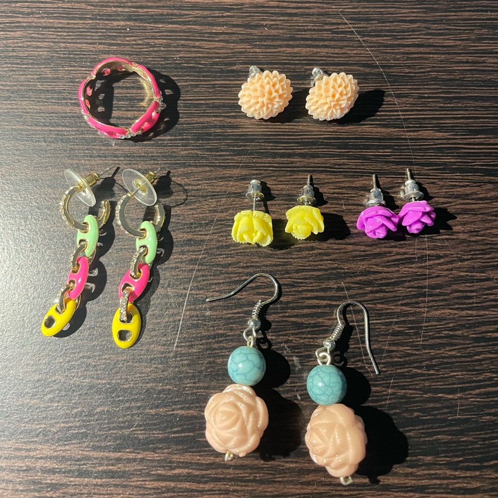 Colorful Earring and Ring Set